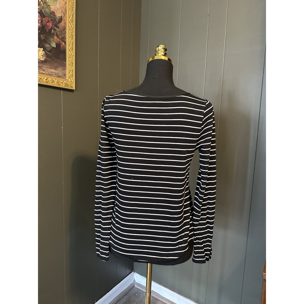 White House Black Market Black White Striped Nautical Long Sleeve Top XS - Picture 5 of 9